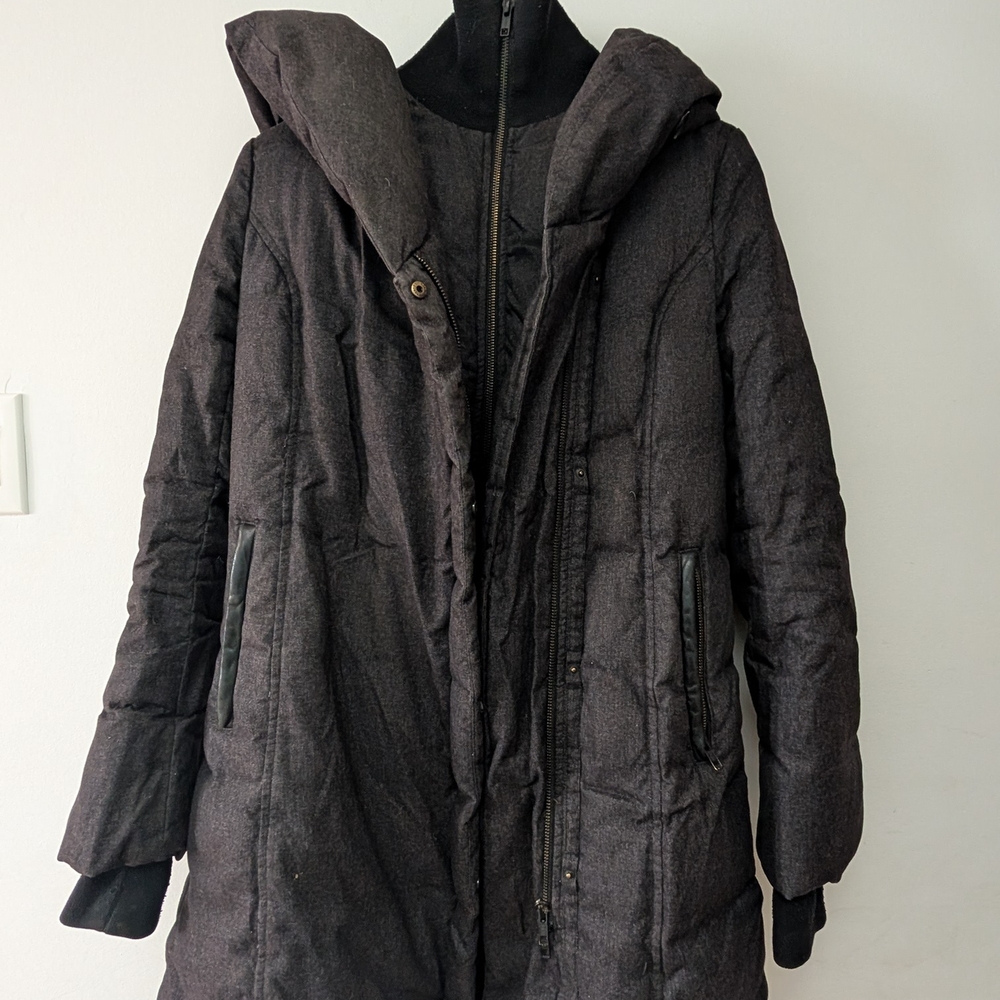 Women's Black Hooded Coat - Picture 2 of 9